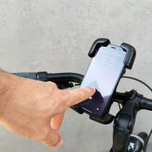 WOZINSKY kerékpár, motor kormányra rögzíthető tartó mobil készülékekhez - (WBHBK6) - FEKETE