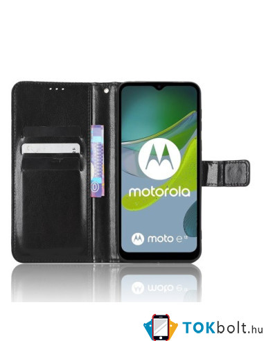 Oldalra nyíló tok Motorola Moto E13 telefonhoz - FEKETE