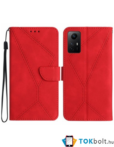 Oldalra nyíló tok Xiaomi Redmi Note 12s telefonhoz - PIROS
