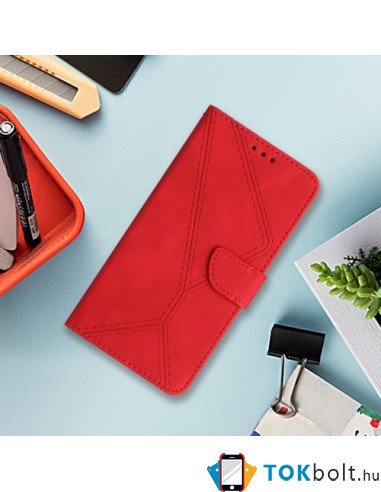 Oldalra nyíló tok Xiaomi Redmi Note 12s telefonhoz - PIROS