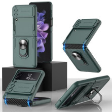 Kemény műanyag és rugalmas TPU hibrid tok Samsung Galaxy Z Flip4 telefonhoz - ZÖLD