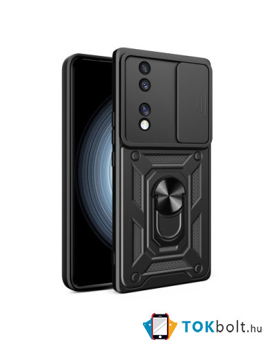 Kemény műanyag és rugalmas TPU hibrid tok Honor 70 telefonhoz - FEKETE