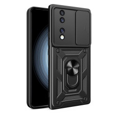 Kemény műanyag és rugalmas TPU hibrid tok Honor 70 telefonhoz - FEKETE