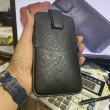 Övre fűzhető univerzális telefontok, övtok kihúzóval - 18,5x11 cm - XXXL - FEKETE