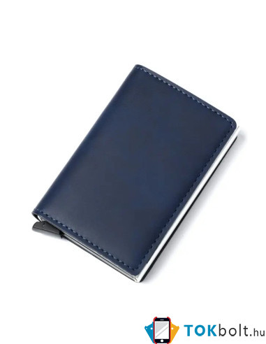 Bankkártya, igazolvány tartó tárca RFID védelemmel - 10 x 6.7 x 1 cm - KÉK