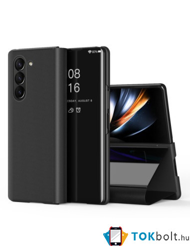 Flip telefontok átlátszó előlappal Samsung Galaxy Z Fold5 készülékhez - FEKETE
