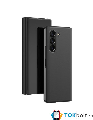 Flip telefontok átlátszó előlappal Samsung Galaxy Z Fold5 készülékhez - FEKETE