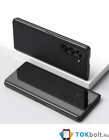 Flip telefontok átlátszó előlappal Samsung Galaxy Z Fold5 készülékhez - FEKETE
