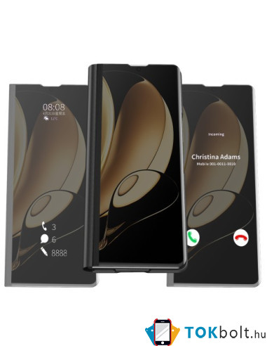 Flip telefontok átlátszó előlappal Samsung Galaxy Z Fold5 készülékhez - FEKETE