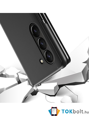 Flip telefontok átlátszó előlappal Samsung Galaxy Z Fold5 készülékhez - FEKETE