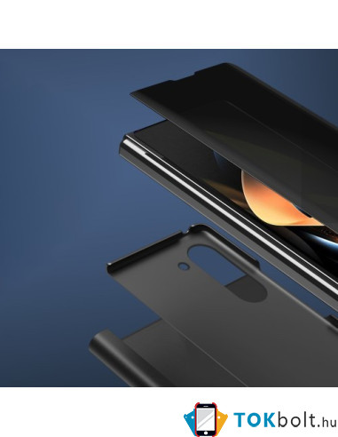 Flip telefontok átlátszó előlappal Samsung Galaxy Z Fold5 készülékhez - FEKETE