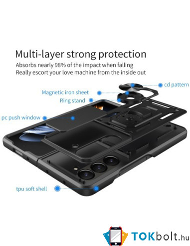 Kemény műanyag és rugalmas TPU hibrid tok Samsung Galaxy Z Fold5 telefonhoz - ARANY
