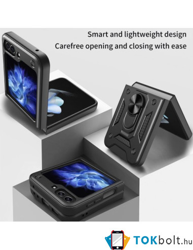 Kemény műanyag és rugalmas TPU hibrid tok Samsung Galaxy Z Flip5 telefonhoz - KÉK