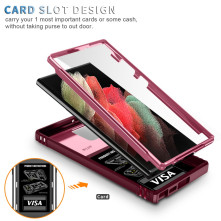 Kemény műanyag és rugalmas TPU hibrid tok Samsung Galaxy S23 Ultra telefonhoz - PINK