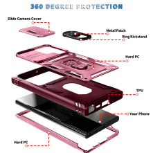 Kemény műanyag és rugalmas TPU hibrid tok Samsung Galaxy S23 Ultra telefonhoz - PINK