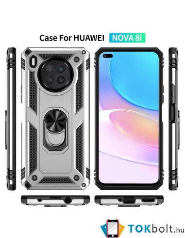 Kemény műanyag és rugalmas TPU hibrid tok Huawei nova 8i / Honor 50 Lite telefonhoz - EZÜST
