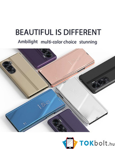 Flip telefontok átlátszó előlappal Honor 90 Lite készülékhez - RÓZSAARANY