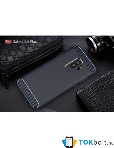 Samsung Galaxy S9 Plus karbon mintás tok - KÉK