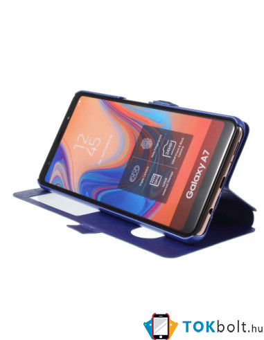 Két ablakos tok Samsung Galaxy A7 (2018) telefonhoz - KÉK
