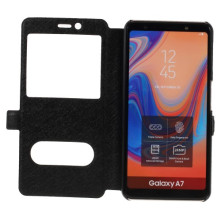 Két ablakos tok Samsung Galaxy A7 (2018) telefonhoz - FEKETE