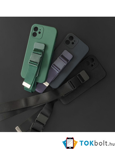 Rugalmas zselés TPU tok katpánttal Samsung Galaxy A52s 5G / A52 5G / A52 4G készülékhez - FEKETE
