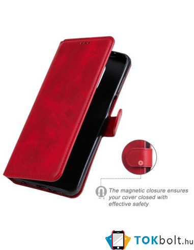 Oldalra nyíló tok Xiaomi Redmi Note 9S telefonhoz - PIROS
