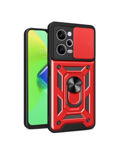Kemény műanyag és rugalmas TPU hibrid tok Xiaomi Redmi Note 12 Pro / Poco X5 Pro telefonhoz - PIROS