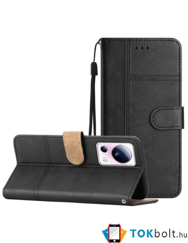 Oldalra nyíló tok Xiaomi 13 Lite telefonhoz - FEKETE