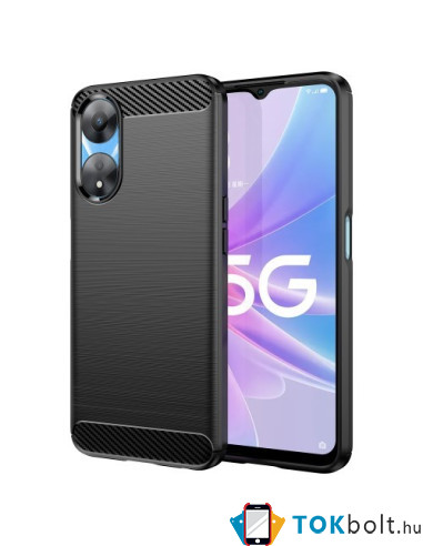 Oppo A78 karbon mintás tok - FEKETE