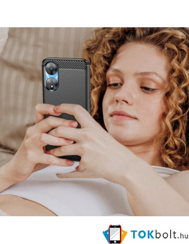 Oppo A78 karbon mintás tok - FEKETE