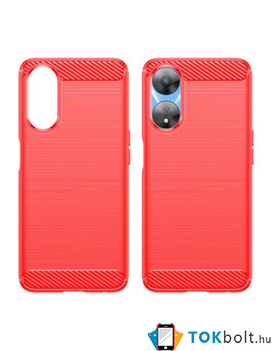 Oppo A78 karbon mintás tok - PIROS