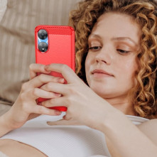 Oppo A78 karbon mintás tok - PIROS