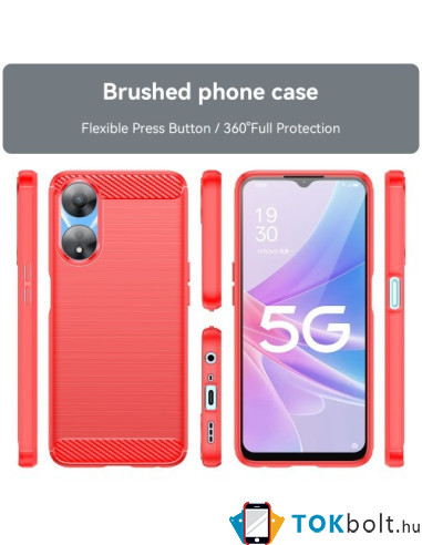 Oppo A78 karbon mintás tok - PIROS
