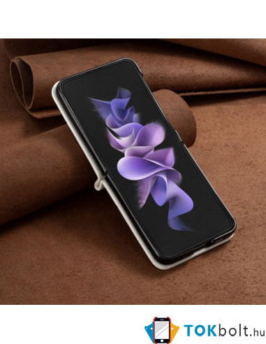 Bőr tapintású háttok Samsung Galaxy Z Flip4 5G készülékhez - FEHÉR