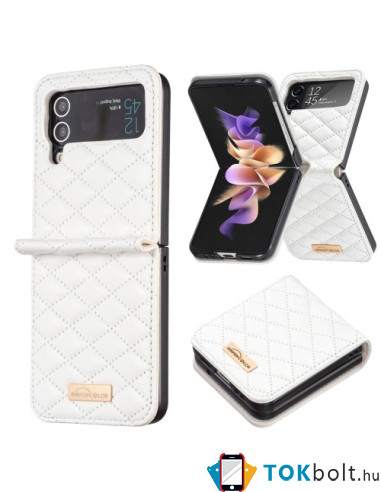 Bőr tapintású háttok Samsung Galaxy Z Flip4 5G készülékhez - FEHÉR