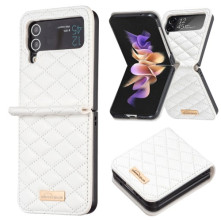 Bőr tapintású háttok Samsung Galaxy Z Flip4 5G készülékhez - FEHÉR