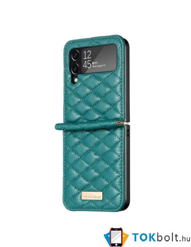 Bőr tapintású háttok Samsung Galaxy Z Flip4 5G készülékhez - ZÖLD
