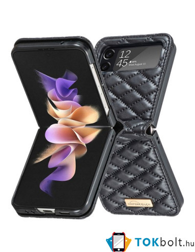 Bőr tapintású háttok Samsung Galaxy Z Flip4 5G készülékhez - FEKETE