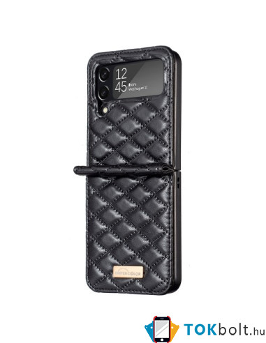 Bőr tapintású háttok Samsung Galaxy Z Flip4 5G készülékhez - FEKETE