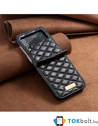 Bőr tapintású háttok Samsung Galaxy Z Flip4 5G készülékhez - FEKETE