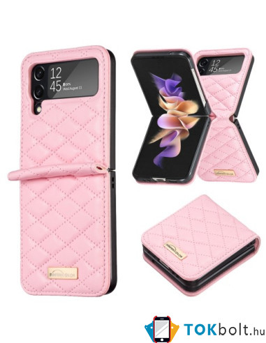 Bőr tapintású háttok Samsung Galaxy Z Flip4 5G készülékhez - RÓZSASZÍN