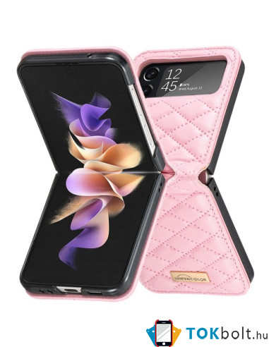 Bőr tapintású háttok Samsung Galaxy Z Flip4 5G készülékhez - RÓZSASZÍN