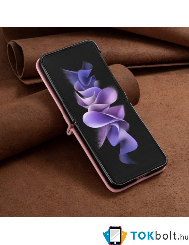 Bőr tapintású háttok Samsung Galaxy Z Flip4 5G készülékhez - RÓZSASZÍN