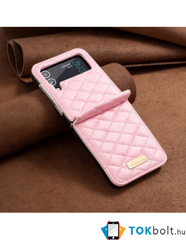 Bőr tapintású háttok Samsung Galaxy Z Flip4 5G készülékhez - RÓZSASZÍN
