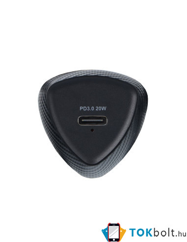 FORCELL CARBON autós töltő Type C 3.0 PD20W CC50-1C black (Total 20W) Type-C Lightning kábellel - FEKETE