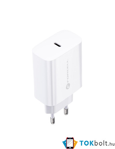 FORCELL töltő EU USB Lightning kábellel 3A 20W Quick Charge 4.0 - FEHÉR