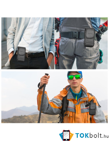 HAWEEL univerzális 4.7-6.1 inches övre fűzhető mobiltelefon tartó fém csipesszel - ÁLLÓ - FEKETE