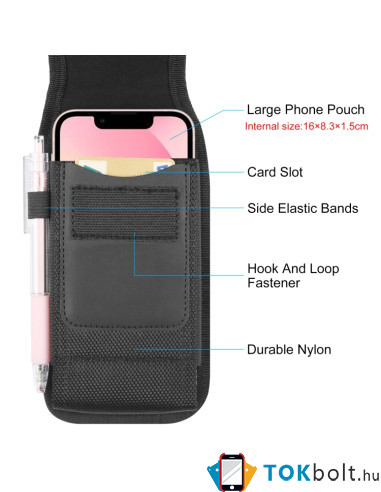 HAWEEL univerzális 4.7-6.1 inches övre fűzhető mobiltelefon tartó fém csipesszel - ÁLLÓ - FEKETE
