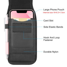 HAWEEL univerzális 4.7-6.1 inches övre fűzhető mobiltelefon tartó fém csipesszel - ÁLLÓ - FEKETE