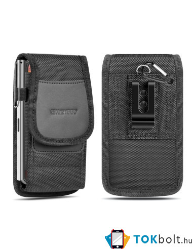 HAWEEL univerzális 4.7-6.1 inches övre fűzhető mobiltelefon tartó fém csipesszel - ÁLLÓ - FEKETE
